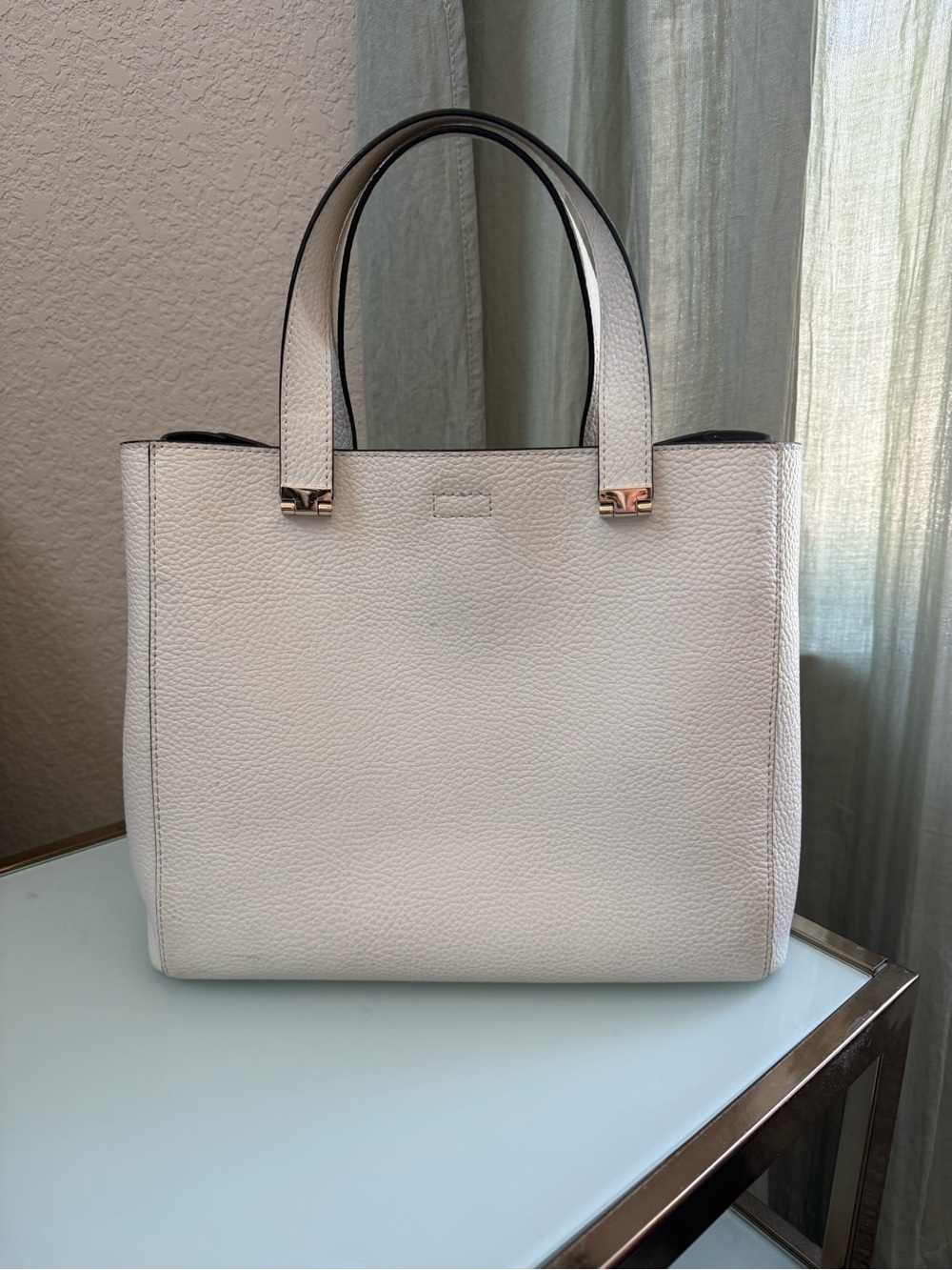 Kate Spase White Studded Leather Tote Bag - Picture 2 of 6